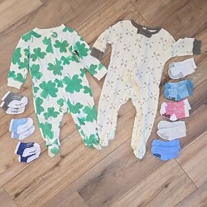 6-9 month infant socks and pajamas bundle